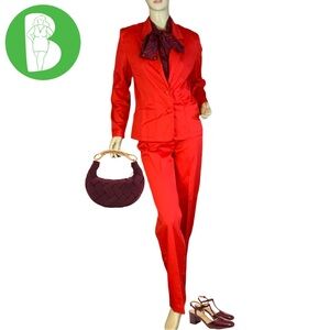 VINTAGE 1980'S PANT HER RED 3 PIECE PANT, SKIRT & BLAZER SUIT SET NWT (7/8/S)
